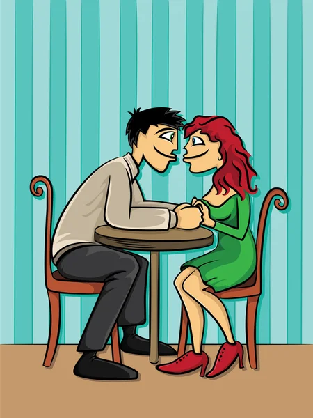 Datierung junges Paar Valentine Postkarte Vektor Illustration — Stockvektor
