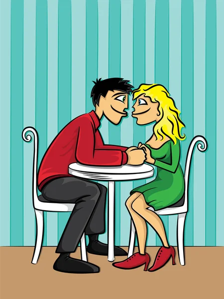 Citas pareja joven Valentine postal vector ilustración — Archivo Imágenes Vectoriales