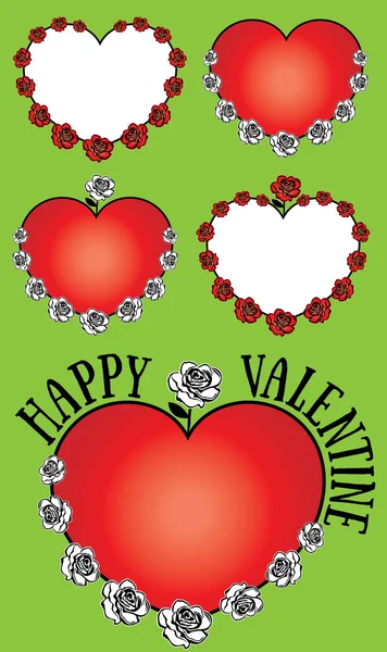 Corazón forma rosas flor San Valentín diseño fondo vector ilustración — Vector de stock