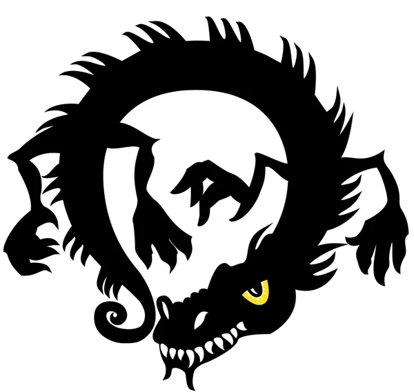 Illustration vectorielle silhouette dragon chinois — Image vectorielle