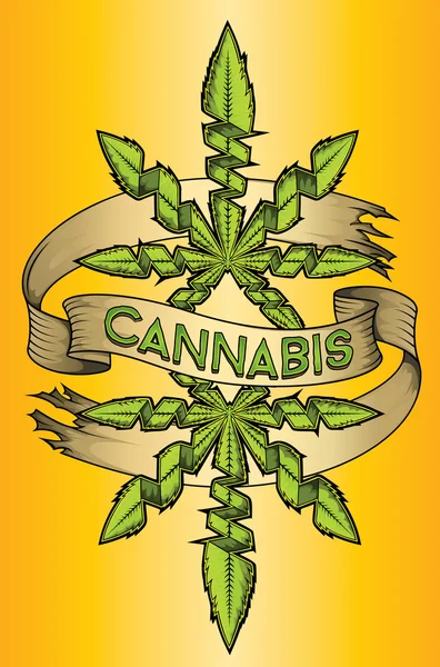Marihuana verde hoja de cannabis símbolo papel pergamino fondo vector ilustración — Archivo Imágenes Vectoriales