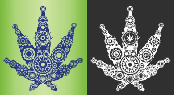 Марка марихуани конопляного листя Векторні ілюстрації — стоковий вектор