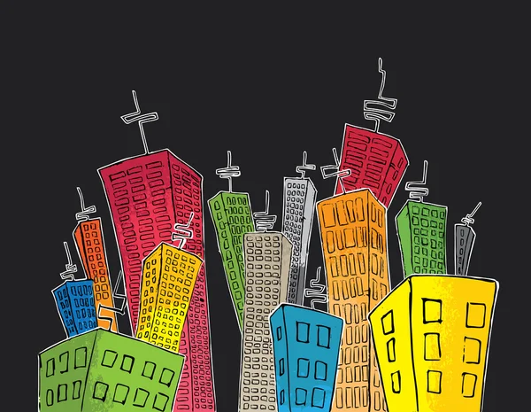 Illustration vectorielle de ville colorée en béton de dessin animé — Image vectorielle