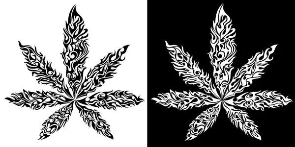 Marihuana-cannabis getextureerde blad symbool vectorillustratie — Stockvector