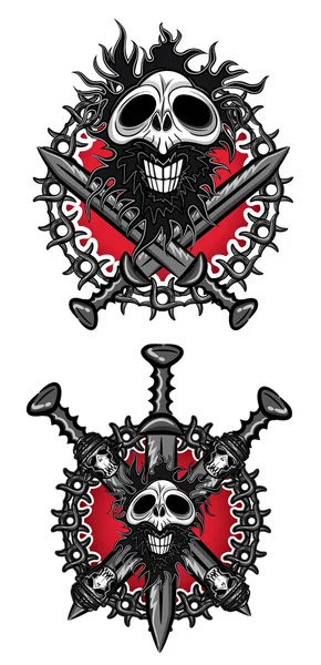 Horror muertos espartano fantasma cráneo metal cadena fondo vector ilustración — Archivo Imágenes Vectoriales