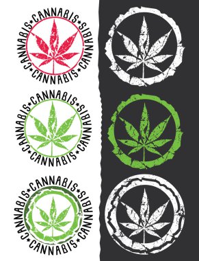 Esrar yaprak sembol pullar illüstrasyon vektör