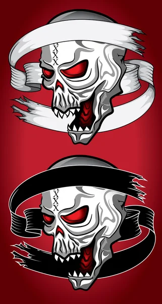 Illustration vectorielle de conception de parchemin de papier crâne humain démoniaque punk — Image vectorielle