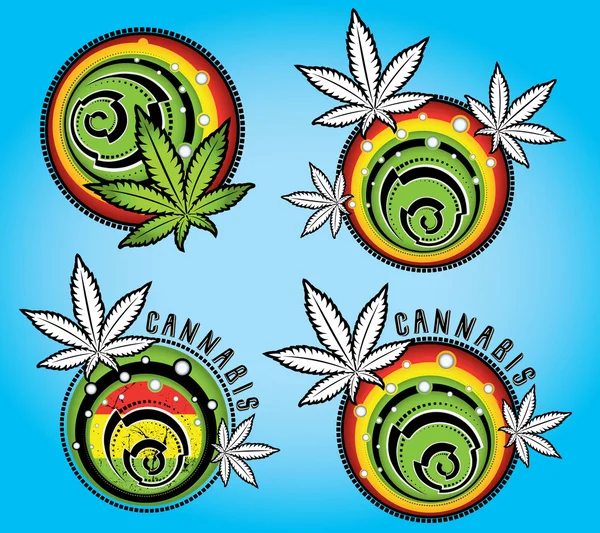 Τζαμαϊκανός χρώματα σύμβολο φύλλων μαριχουάνα γραμματόσημα διανυσματικά εικονογράφηση — Διανυσματικό Αρχείο