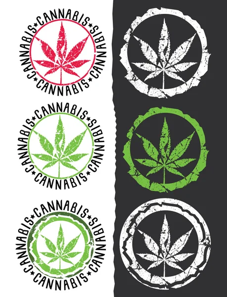 Esrar yaprak sembol pullar illüstrasyon vektör