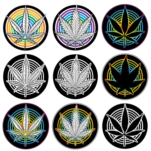 Marijuana cannabis leaf symbol design stämplar vektor illustration — Stock vektor