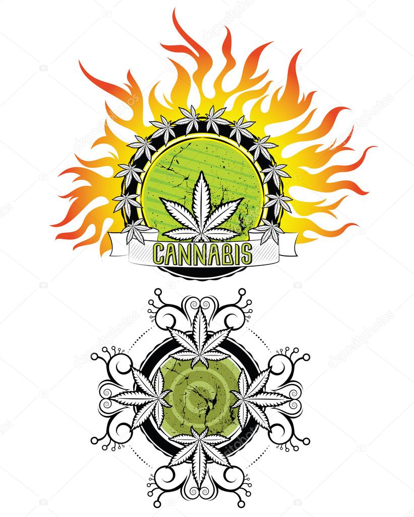 marijuana leaf fire flames background design vector illustration