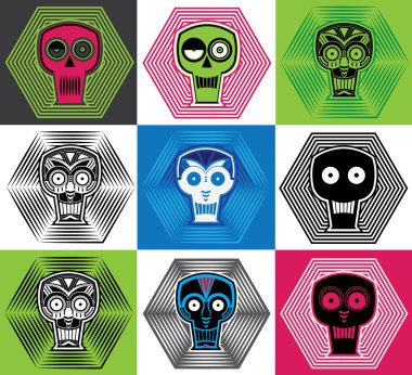 şeytani korkunç geometrik tasarım kafatası maskesi vektör çizim