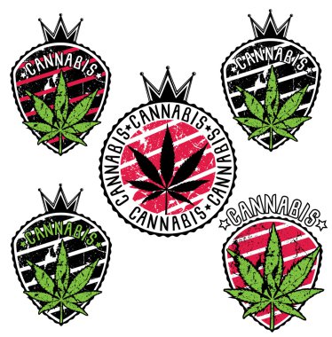 marijuana kenevir yaprağı sembolü vektör illüstrasyonunu damgalar