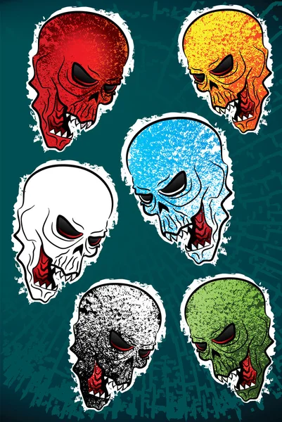 死的僵尸恐怖人类头骨纹理设计矢量图 — 图库矢量图片