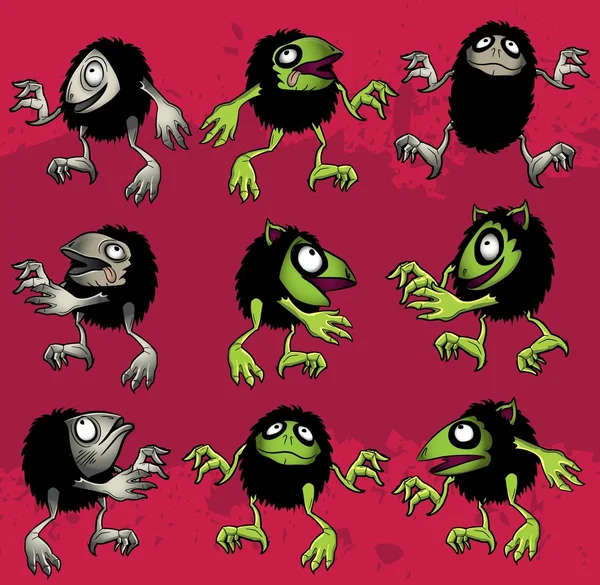 Cartoon monster imp mascotte speelgoed cartoon vectorillustratie — Stockvector