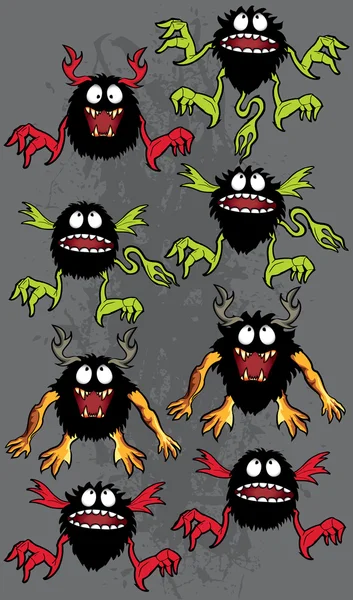 Cartoon monster imp mascotte speelgoed cartoon vectorillustratie — Stockvector