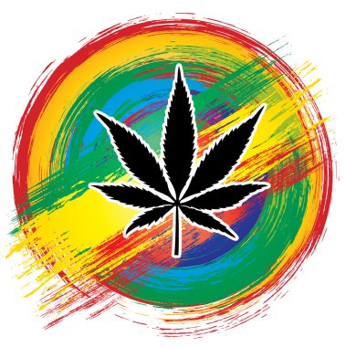 marihuana yaprağı siluet gökkuşağı doku arka plan 