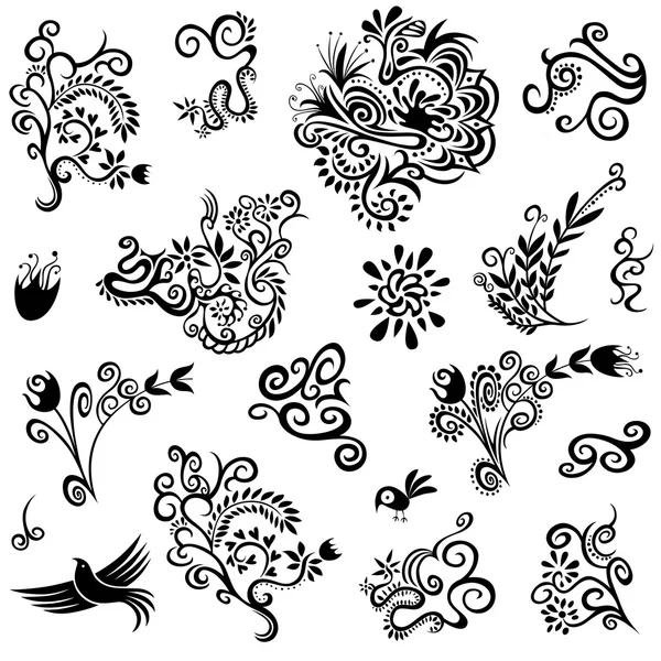 Çiçekli doğal doğal desenler çiçek yaprakları ve güvercinler.