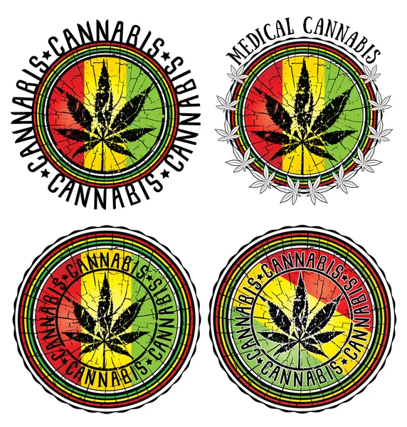 Cannabis folha símbolo jamaicano bandeira fundo — Fotografia de Stock