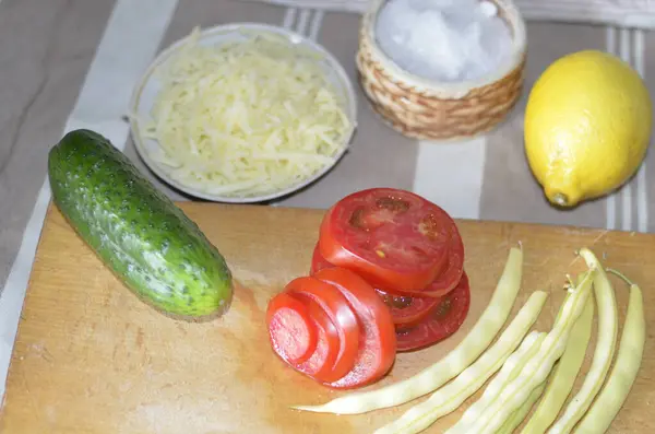 Sebze Peynirden Marul Yapma Süreci — Stok fotoğraf