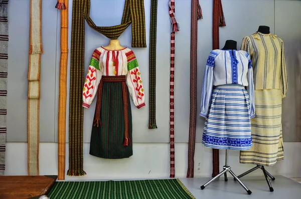 Lviv Ucrânia Setembro 2020 Tecelagem Folclórica Moderna Ucraniana Exposição Obras — Fotografia de Stock