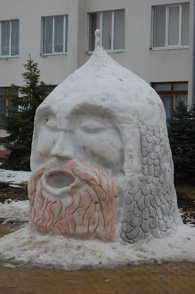 Украина Дубно Ровно Январь 2019 Снежные Статуи Выставленные Улице Осмотра — стоковое фото