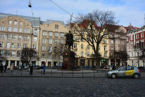 Lviv Ukraine Januar 2021 Denkmal Für König Danylo Halytskyi Lviv — Stockfoto