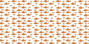 Soyut renkli balıklar kusursuz desenler, sarı balina ve kalpler.