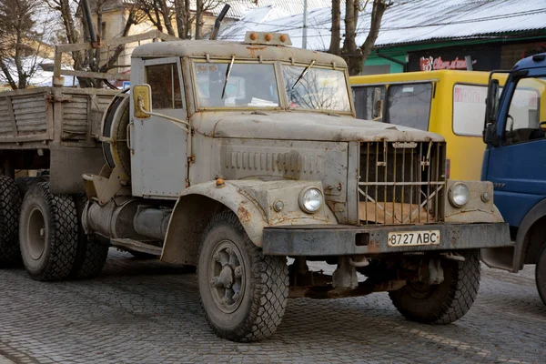 Lviv Ucrânia Janeiro 2021 Old Trator Caminhão Carro Retro Soviético — Fotografia de Stock