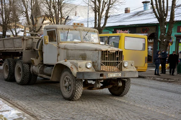 Lviv Ucrânia Janeiro 2021 Old Trator Caminhão Carro Retro Soviético — Fotografia de Stock