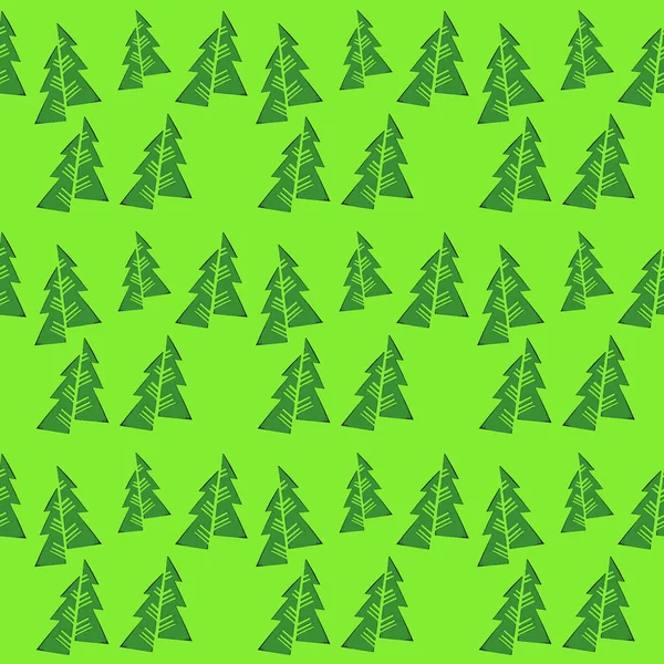 クリスマスツリーシームレスなパターン 冬の幸せな新年の包装紙の背景 モミの木のヴィンテージの休日の装飾 白で隔離されたベクトルイラスト かわいい飾り — ストック写真