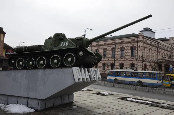 City Rivne Ukraine March 2021 Old Military Tank 100 World — Stock Photo, Image
