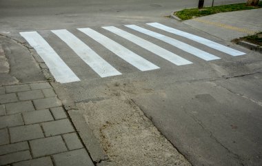 crosswalk on the road for safety when people walking cross the street, Crosswalk on the street for safety, logistic import export and transport industry.Crosswalk in Black and white