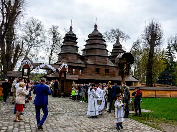 Львів Україн Травня 2021 Великодні Святкування Музейній Церкві Музей Народної — стокове фото