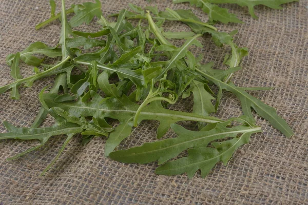 Frischer Grüner Rucola Einer Schüssel Auf Dem Tisch Arugula Rucola — Stockfoto