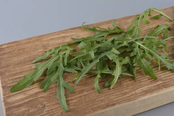 Frischer Grüner Rucola Einer Schüssel Auf Dem Tisch Arugula Rucola — Stockfoto