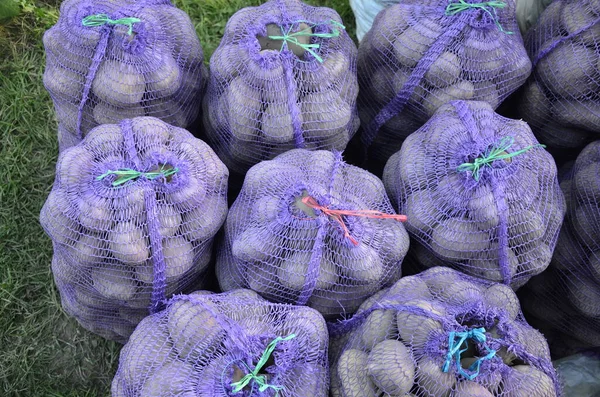 Aardappelen Net Hout Natuurlijke Aardappelen Netten Worden Aardappelen Meestal Verkocht — Stockfoto