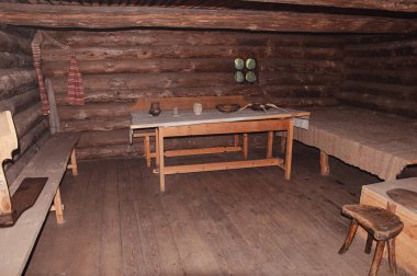 Ukrayna, Pereyaslav-Khmelnitsky, Mayıs 2019. Halk Mimarisi ve Orta Dinyeper 'in Hayatı Müzesi. Konut Kompleksi, X Century, Kyiv, Podil.