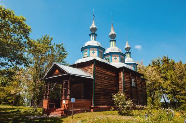 Ukrayna, Pereyaslav-Khmelnitsky, Mayıs 2019. Halk Mimarisi ve Orta Dinyeper 'in Hayatı Müzesi. Ukrayna Havlu Müzesi.
