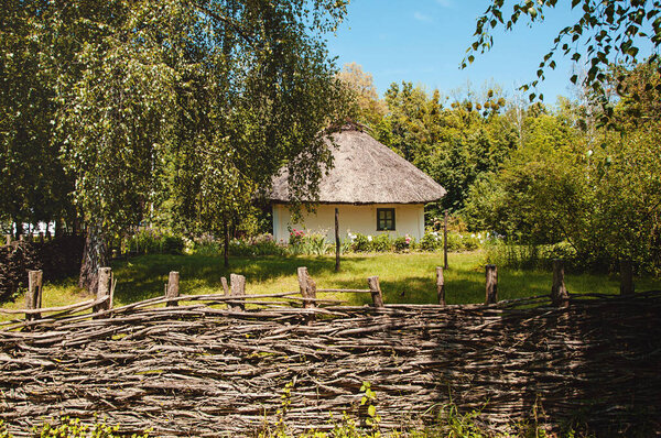 Ukraine, Pereyaslav-Khmelnitsky, May, 2019. Museum of Folk Architecture and Life of the Middle Dnieper. Medieval peasant household, Pereyaslavlia, Poltava province, the second half of the ??? century.