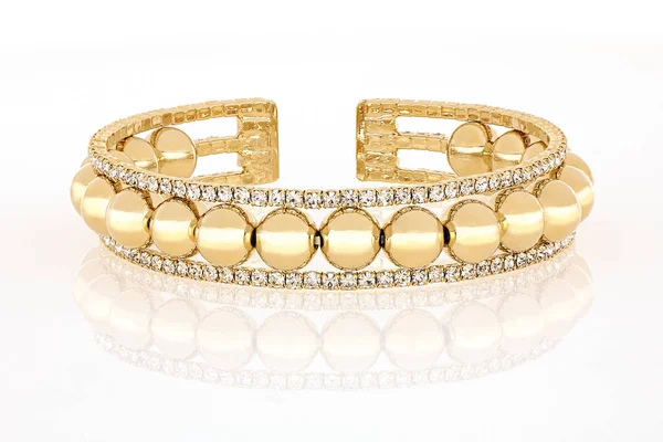 Gelbgold Armband Mit Kleinen Diamanten Auf Weißem Hintergrund — Stockfoto