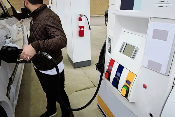 Hand Man Refueling Car — Stock Photo, Image