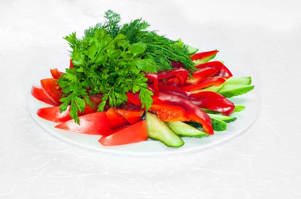 Färsk Ekologisk Persilja Tomater Röd Paprika Grön Paprika Fänkål Dill — Stockfoto