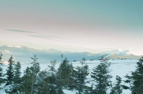 Majestuosa Vista Sobre Hermosas Montañas Niebla Paisaje Niebla Escena Dramática — Foto de Stock