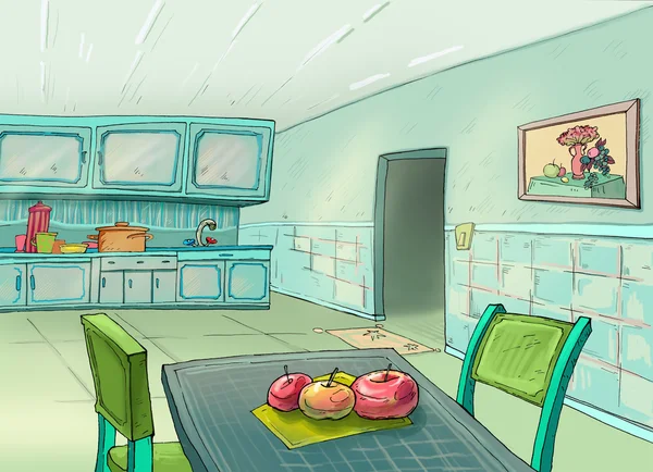 Kitchen.Dining Oda. İllüstrasyon.