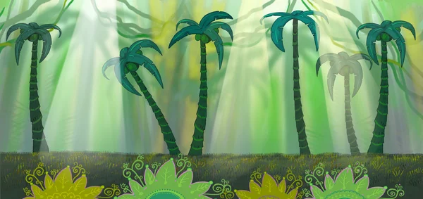 Дикі джунглі. Тропічний зелений острів з пальмами . — стокове фото