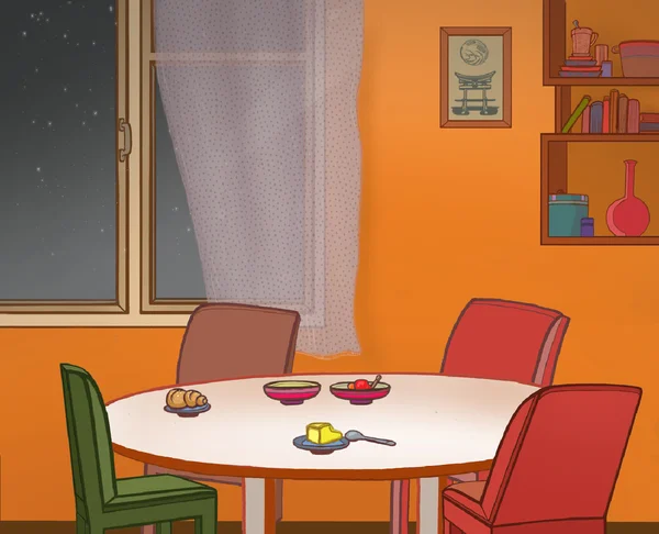 Mutfak - yemek odası çizimi.