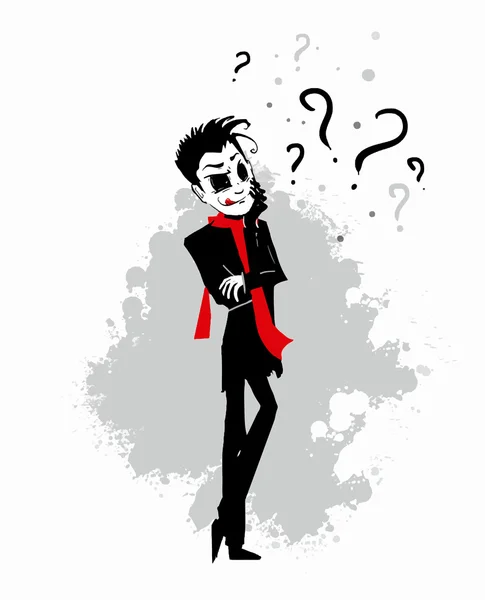 Soru soran adam. Çizgi film adam.