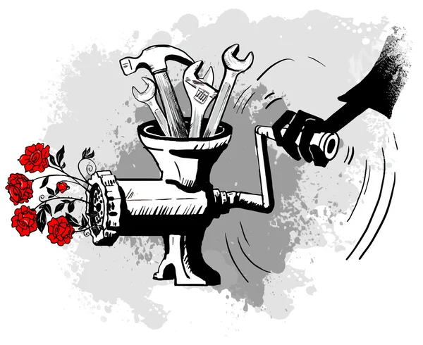 Resimde değirmeni eziyet flowers.machine araçlarında demir.