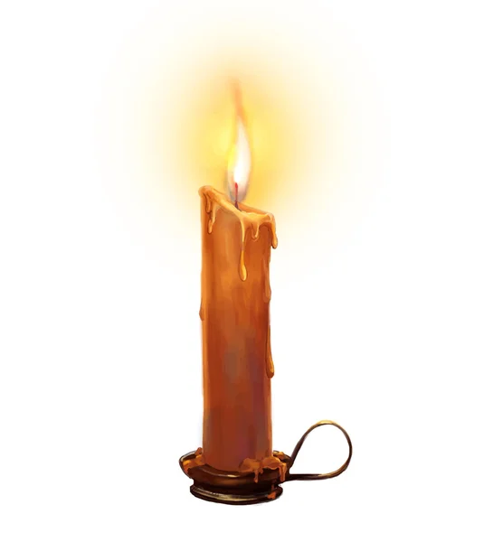 The illustration with burning candle on a white background. — Stock